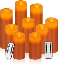 Velas sin llama Velas a pilas Pilar de cera real Velas LED (Naranja)
