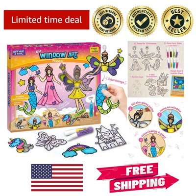 Creative Window Art Kit for Kids - DIY Suncatchers Featuring Princess & Unicorn