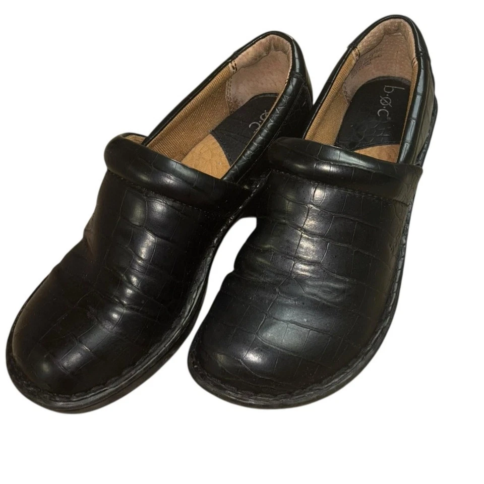 Zapatos de trabajo cómodos sin cordones negros B.O.C para mujer 7,5 enfermería punta cerrada zuecos de mula Foto 2 de 4