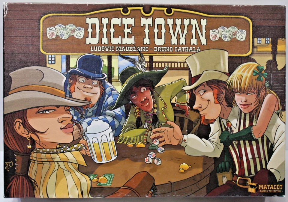 RARE Vtg DICE TOWN Game 1st Ed. 2012 Wild West Poker Bluff Tactics Matagot VGC - Image 2 of 4