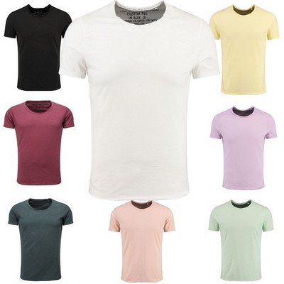 Key Largo Herren Vintage Look uni T-Shirt Bread new tiefer Rundhals Ausschnitt 