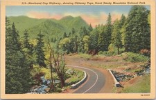 Postcard Tennessee Newfound Gap Hwy Chimney Tops Great Smoky Mountains Natl Park