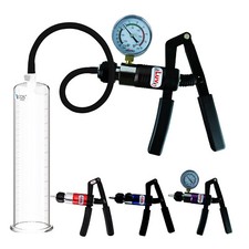LeLuv Primo Pro Penis Pump - Round Flange Cylinders 20 Sizes Purple/Blue Handle