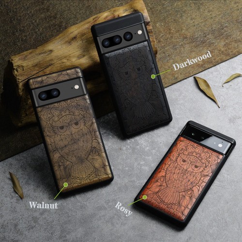 Carveit Wood Phone Case for Google Pixel 8 Pro 7a 7 Pro 6 Pro 6a 6 7 8 Cover Owl - 第 3/12 張圖片