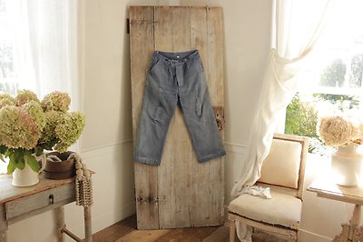 Vintage Pants French work wear blue mended trousers 33 inch