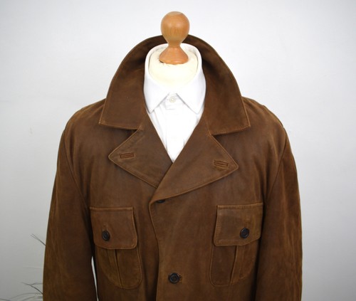 BARBOUR Tobacco Suede Safari Field Jacket Size 40S Short Sleeves Medium Blazer - Picture 3 of 12