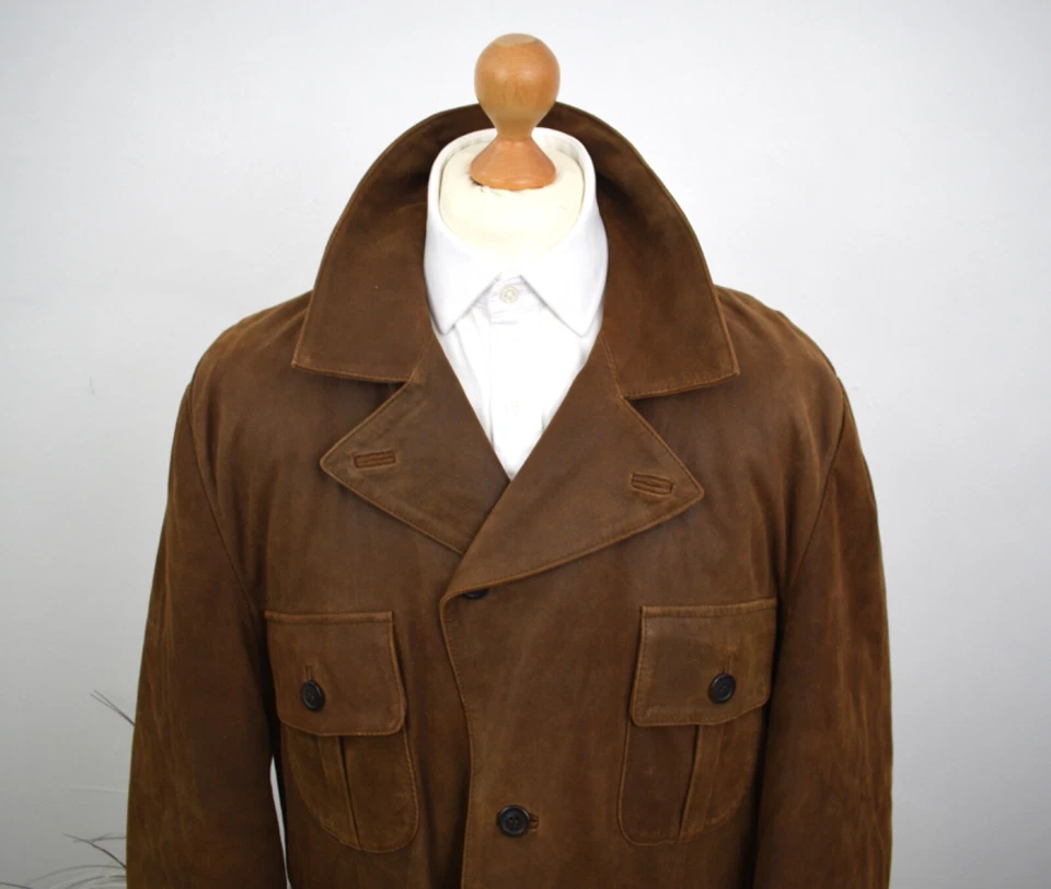 BARBOUR Tobacco Suede Safari Field Jacket Size 40S Short Sleeves Medium Blazer - Image 3 of 4
