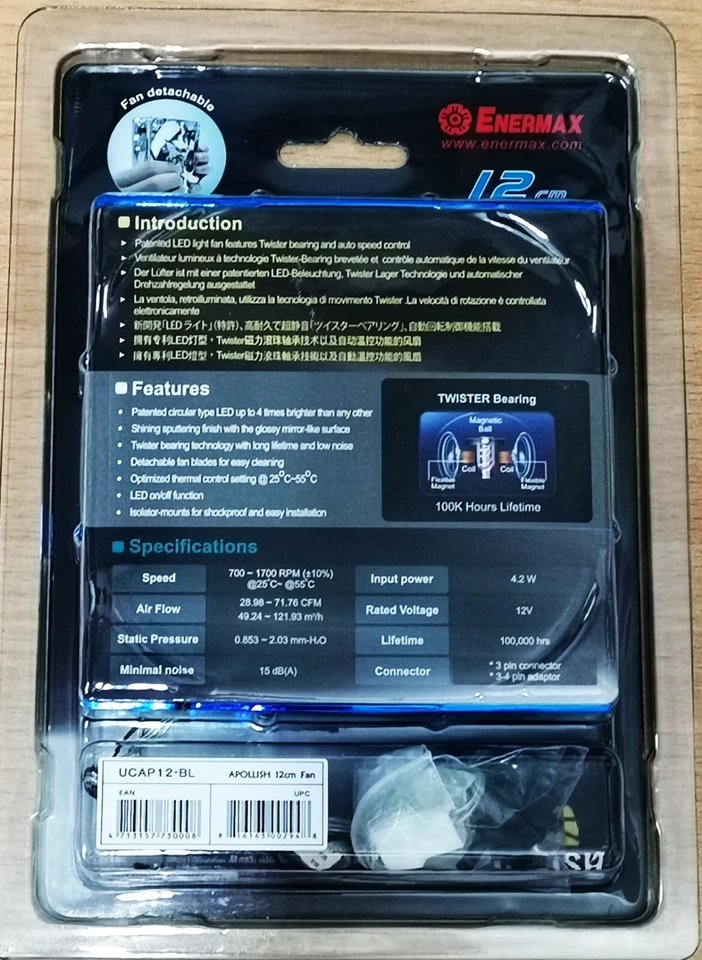 Enermax Apollish Twister magnetic Bearing 12cm case Fan 15x LEDs - Image 3 of 4