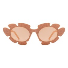 Glitter Flower Sunglasses Women's Oval Cat Eye Floral Shimmering Frame UV400