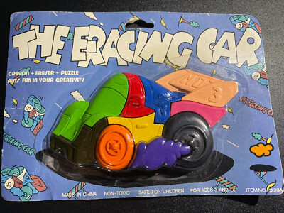 K2 Vintage 1991 Laion The E-Racer Car Crayon +Eraser Toy. New In Package