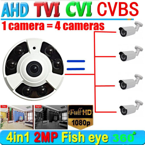 HD AHD TVI CVI 1080P CCTV Security Camera 360 Degree Wide Angle Fisheye Camera A - Afbeelding 1 van 13