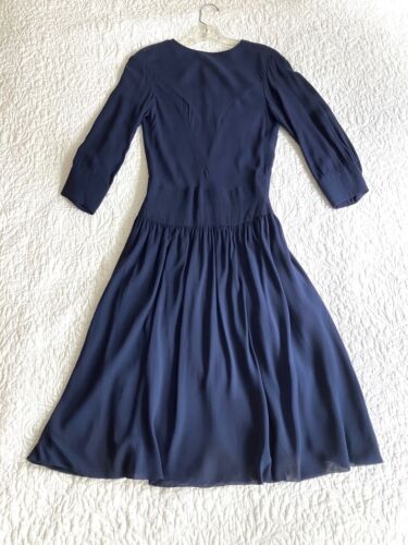 Vintage Chanel Navy Silk Chiffon Dress – S – Very Good Condition - Picture 6 of 6