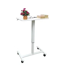 28X19" White Standup Sitdown Table with Adjustable Height 28 to 45 inches Wheels