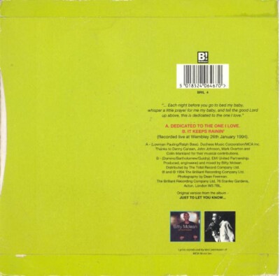 Vinyl Reggae Bitty Mclean Dedicated To The One I Love 7