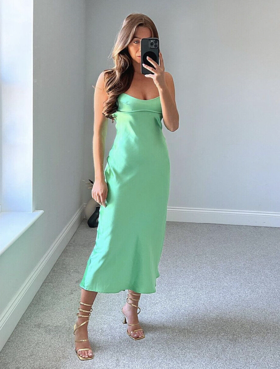 ZARA Mint Green Satin Camisole Slip Midi Dress Size L Bloggers Fave Holiday Chic | eBay UK ZARA Mint Green Satin Camisole Slip Midi Dress Size L Bloggers Fave Holiday Chic | eBay UK
