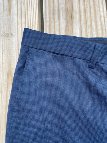 Kent & Curwen UK Rare Light Wool Blue Microcheck Dress Casual Pants 36w - Picture 6 of 9
