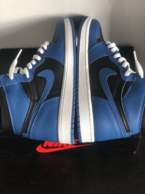Mens Nike Air Jordan 1 Retro High OG - DK Marina Blue Black White