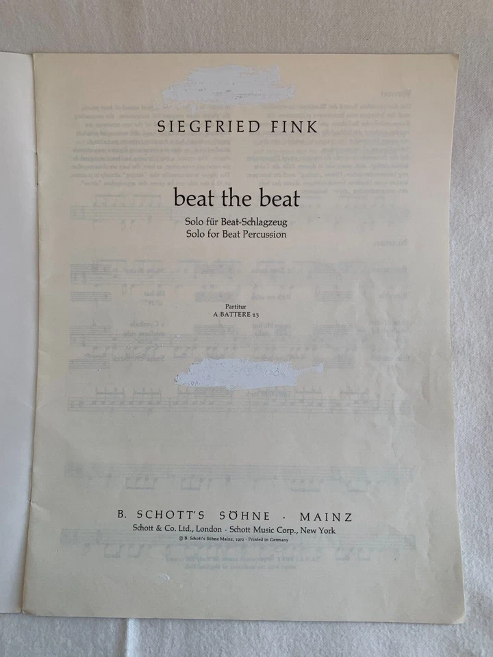 Werke für Schlagzeug -  Edition Schott - BAT 13 - Siegfried Fink - Beat the Beat - Bild 2 von 4