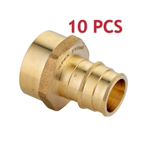 EFIELD 10 PCS Pex A 1"x1" Female NPT Adapter Expansion Brass Fittings ,No Lead
