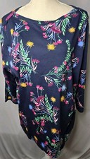 Top Style & Co Talla Grande Estampado Algodón Pima Manga 3/4 Color Lola Azul Índigo 3X