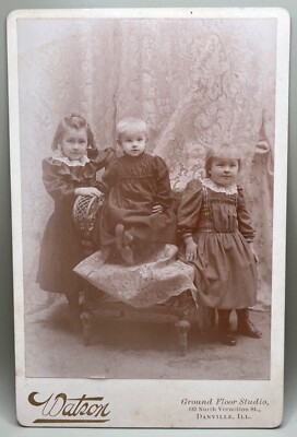 Danville Illinois Beautiful Children Antique Cabinet Card Photograph