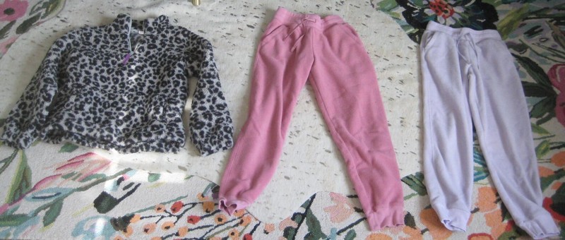 LOT OF 3 GIRLS GAP KIDS FLEECE LEOPARD ZIP SWEATSHIRT JOGGERS SWEATPANTS SIZE LA