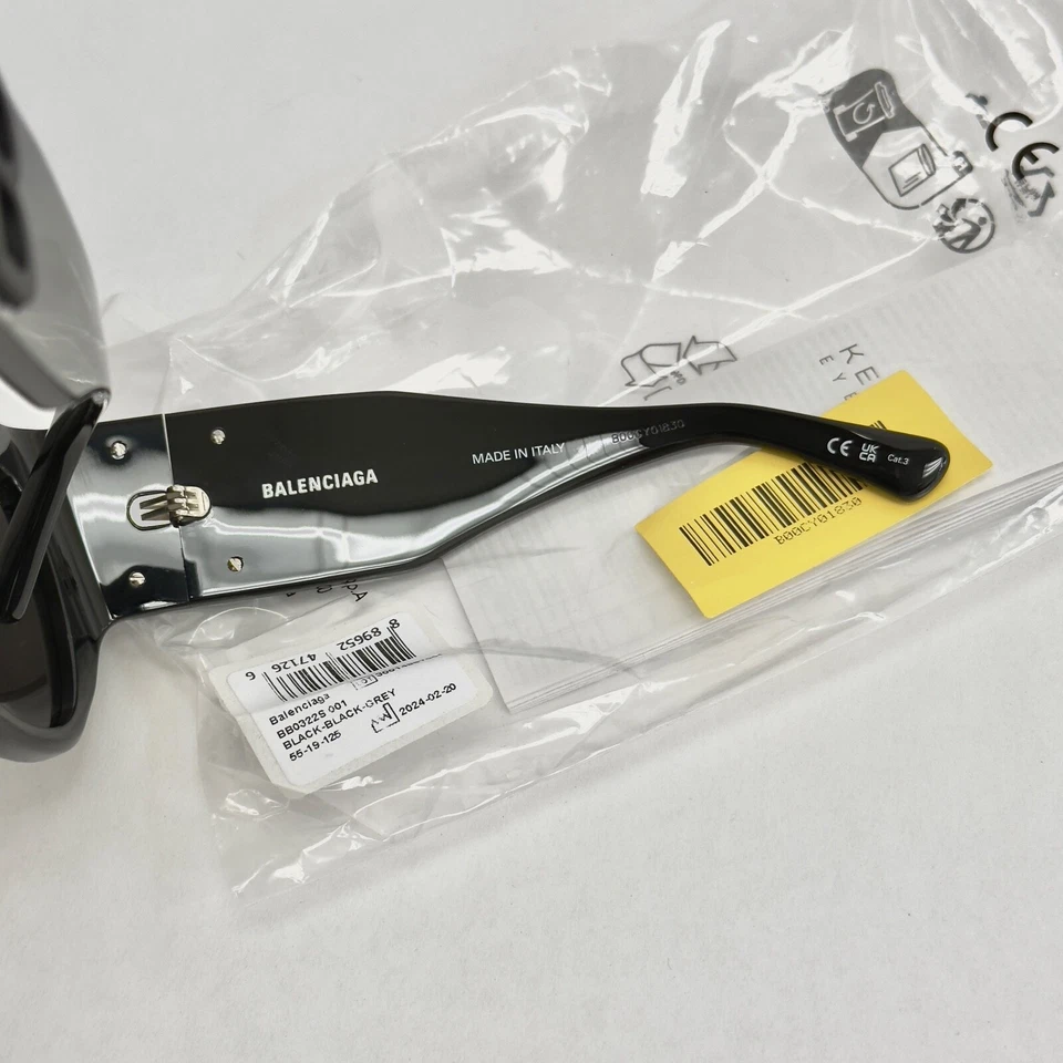 Gafas de sol unisex geométricas de moda negras BALENCIAGA BOSSY Cat 0322 BB0322S 001 Foto 4 de 4