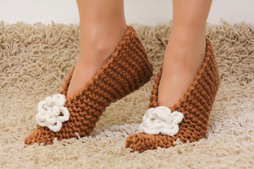 Wool slippers hand knitted leg warmers handmade socks by SuperTanya - Picture 4 of 11