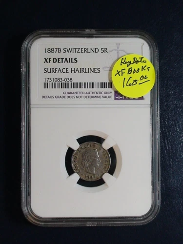 1887B SWITZERLAND FIVE RAPPEN NGC XF Details 5R Coin PRICED TO SELL NOW!