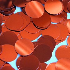1" / 24mm Round Sequins Deep Rich Orange Shiny Metallic Paillettes. Made in USA