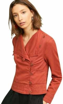 MARRAKECH MCMCC ANTHROPOLOGIE ASYMMETRIC FRONT RUST ORANGE MOTO JACKET SIZE M
