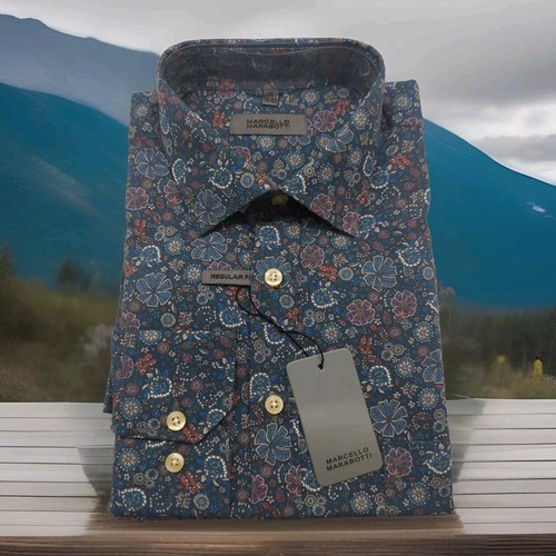Langarm Hemd MARCELLO MARABOTTI Gr. XL 43/44 Bunt Muster Kentkragen Regular Fit - Bild 1 von 5