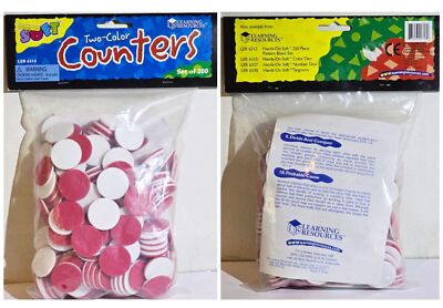 Counting Chips 200 Two Color Soft 1-1/8'' Counters Education Classroom Math Games