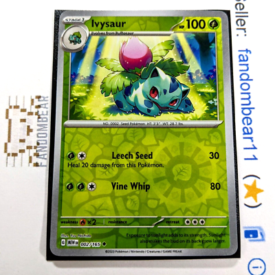 ういページ Ivysaur REVERSE HOLO RARE card 002/165 Scarlet & Violet 151