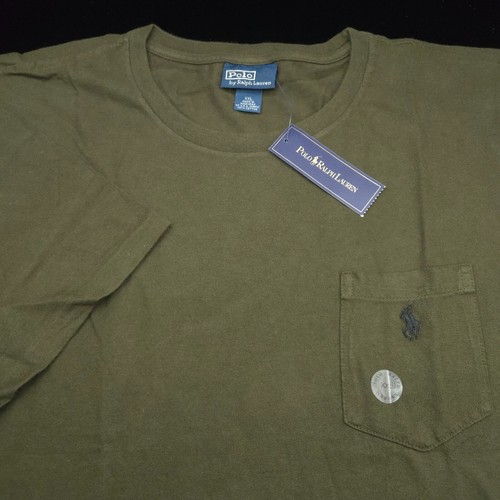 POLO RALPH LAUREN CREW T-SHIRT -XXL- ARMY GREEN SHORT SLEEVE -POCKET -BLACK PONY - 第 1/11 張圖片