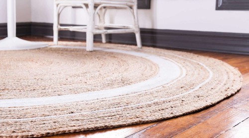 Rug Round Natural Jute Braided Handmade Circle Rug Farmhouse Jute Rug Boho Rug - Picture 5 of 7