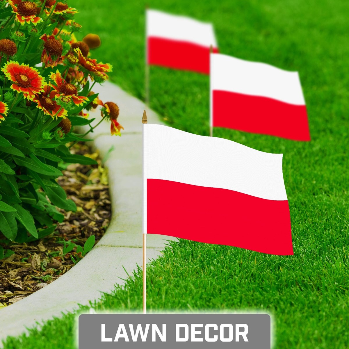G128 50 Pack Handheld Poland Polish Stick Flags 8x12 In Printed 150D Polyester G128 50 Pack Handheld Poland Polish Stick Flags 8x12 In Printed 150D Polyester