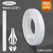 CARBON FIBER WHITE 3/8" 9mm PIN STRIPE Car Model Streamline TAPE Vinyl Sticker