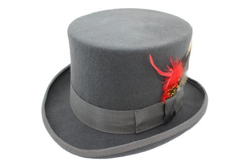 Dark Grey Traditional Felt Top Hat 