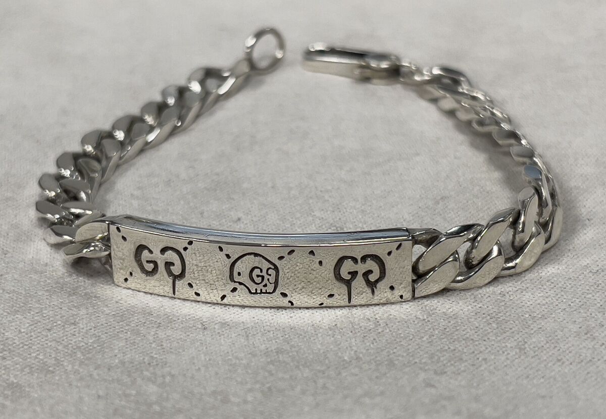 GUCCI Ghost Chain Bracelet Sterling Silver Size 17 Inner GUCCI Ghost Chain Bracelet Sterling Silver Size 17 Inner