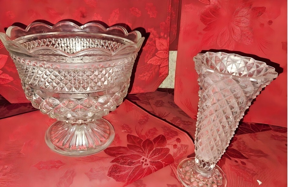 Vintage Crystal Fruit Bowl and Vase Set - Elegant Serving Decor