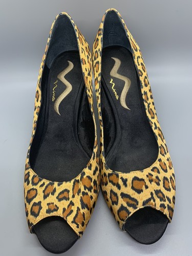 NINA klassische Leopardenmuster Peeptoe Pumps/Absätze Größe 8,5M - Bild 2 von 6
