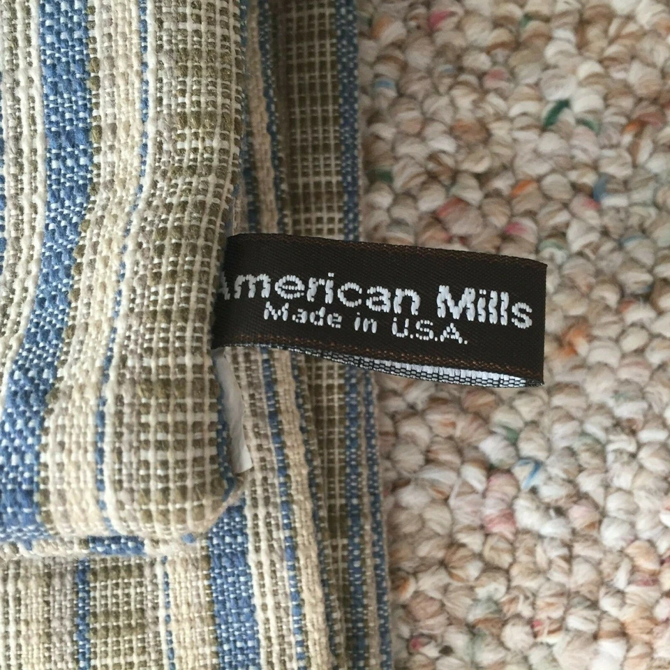 Fundas de Cojín AMERICAN MILLS Azul Gris Pin Rayas LONA Cierre de Cremallera 21" Cuadrado Foto 4 de 4