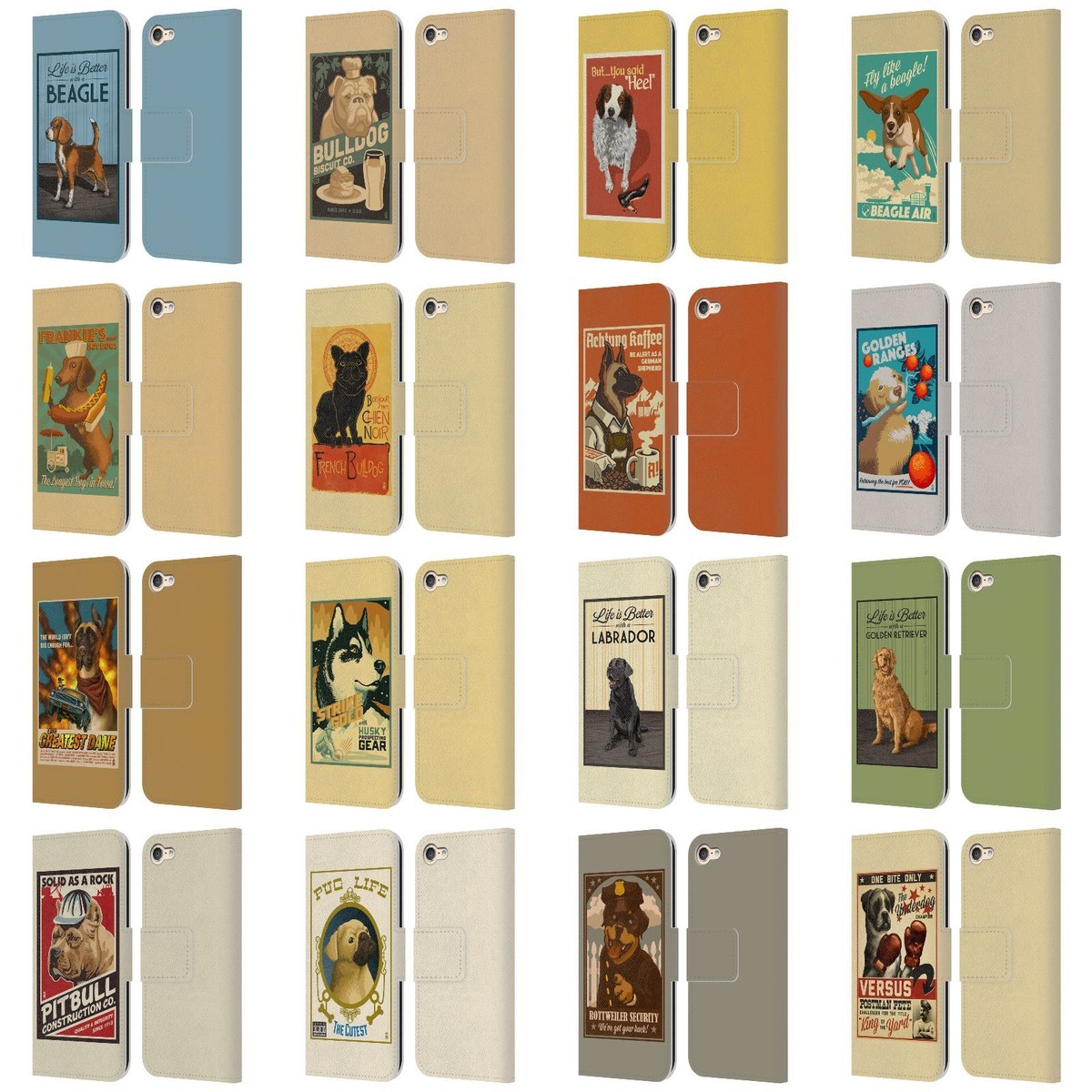 LANTERN PRESS DOG COLLECTION LEATHER BOOK CASE FOR APPLE iPOD TOUCH MP3