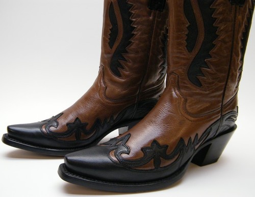 WOMENS CORRAL 2832 BROWN BLACK LEATHER COWBOY WESTERN INLAY BOOTS SZ 7 B 7B - Picture 2 of 10