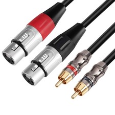XLR/RCA Stereo Cable - Dual XLR Female to Dual RCA Phono Audio HiFi Adapter, ...