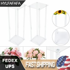 2x Acrylic Tabletop Vases Flowers Vase Column Stand Wedding Centerpieces Decor