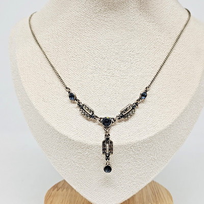 Peter Lang Rhinestone Art Deco Choker Silver Tone Necklace