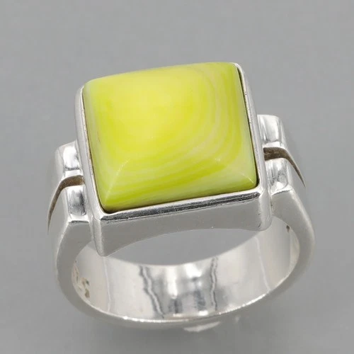 Vintage Silpada Sterling Silver Square Green Mother of Pearl Ring R1270 Sz 6.75