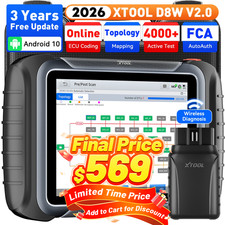 Xtool D8w V2.0 Wireless Fca Obd2 Scanner Bi-directional Scan Tool Key Programmer